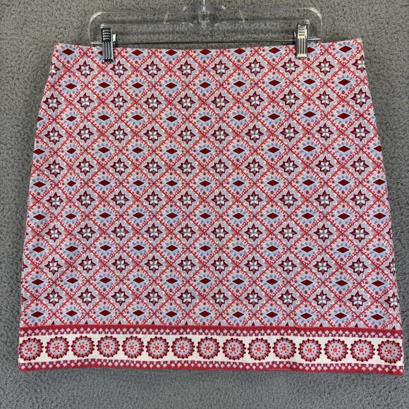 Talbots Canvas A-Line Skirt 14 Red Cotton Blend Above Knee Mediterranean Tile - Picture 2 of 9